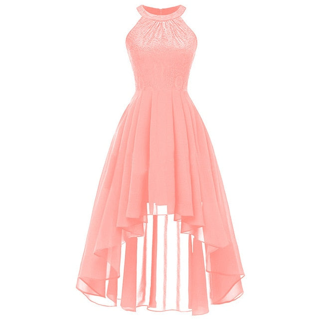 2019 wedding party dress prom gown fashion clothing Front short long back dark blue halter Bow Bridesmaid Dresses