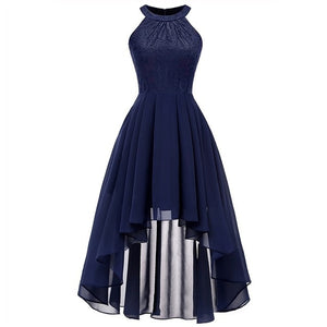 2019 wedding party dress prom gown fashion clothing Front short long back dark blue halter Bow Bridesmaid Dresses