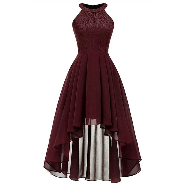 2019 wedding party dress prom gown fashion clothing Front short long back dark blue halter Bow Bridesmaid Dresses