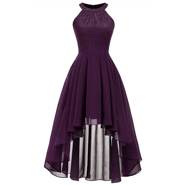 2019 wedding party dress prom gown fashion clothing Front short long back dark blue halter Bow Bridesmaid Dresses