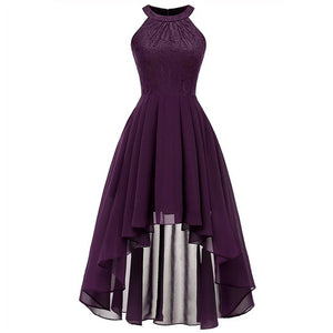 2019 wedding party dress prom gown fashion clothing Front short long back dark blue halter Bow Bridesmaid Dresses