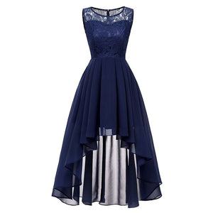 2019 wedding party dress prom gown fashion clothing Front short long back dark blue halter Bow Bridesmaid Dresses