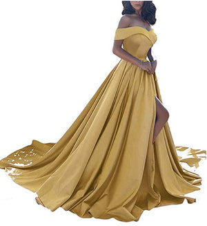Hot Sale 2019 Pink Evening Dresses Sexy V Neck Off the Shoulder Satin A Line Elegant Long Prom Party Gown Vestido de Festa Curto