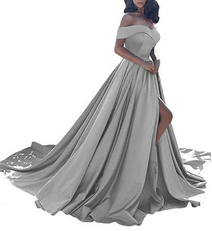 Hot Sale 2019 Pink Evening Dresses Sexy V Neck Off the Shoulder Satin A Line Elegant Long Prom Party Gown Vestido de Festa Curto