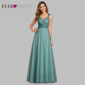 Cute Pink Bridesmaid Dresses For Women Ever Pretty EP07905PK A-Line V-Neck Tulle Sparkle Wedding Guest Dresses Sukienki Weselne