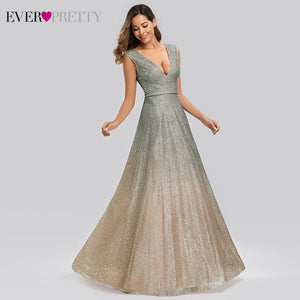 Sparkle Evening Dresses Ever Pretty EP00826BH A-Line Double V-Neck Tulle Sexy Formal Dresses For Party Vestido De Festa Longo