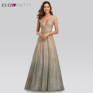 Sparkle Evening Dresses Ever Pretty EP00826BH A-Line Double V-Neck Tulle Sexy Formal Dresses For Party Vestido De Festa Longo