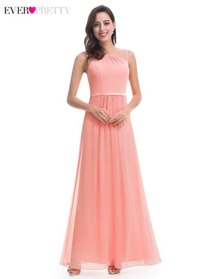 Elegant Bridesmaid Dresses Ever Pretty EP08742BD A-Line O-Neck Sleeveless Tulle Cheap Wedding Guest Dresses Vestido Madrinha