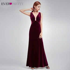 Sexy Velour Evening Dresses Long Ever Pretty Mermaid V-Neck Spaghetti Straps Side Split Formal Evening Gowns Robe De Soiree 2019