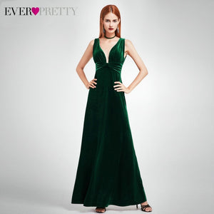 Sexy Velour Evening Dresses Long Ever Pretty Mermaid V-Neck Spaghetti Straps Side Split Formal Evening Gowns Robe De Soiree 2019