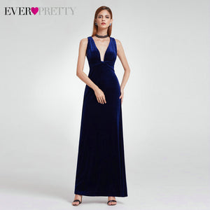 Sexy Velour Evening Dresses Long Ever Pretty Mermaid V-Neck Spaghetti Straps Side Split Formal Evening Gowns Robe De Soiree 2019