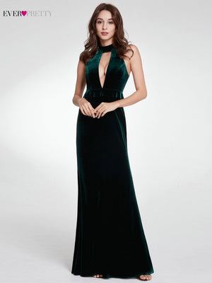 Sexy Velour Evening Dresses Long Ever Pretty Mermaid V-Neck Spaghetti Straps Side Split Formal Evening Gowns Robe De Soiree 2019