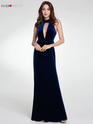 Sexy Velour Evening Dresses Long Ever Pretty Mermaid V-Neck Spaghetti Straps Side Split Formal Evening Gowns Robe De Soiree 2019