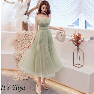 It's Yiiya Cocktail Dress 2019 Elegant Sweetheat Green Women Party Dresses Plus Size Sleeveless Tea-length Robe De Soiree  E780