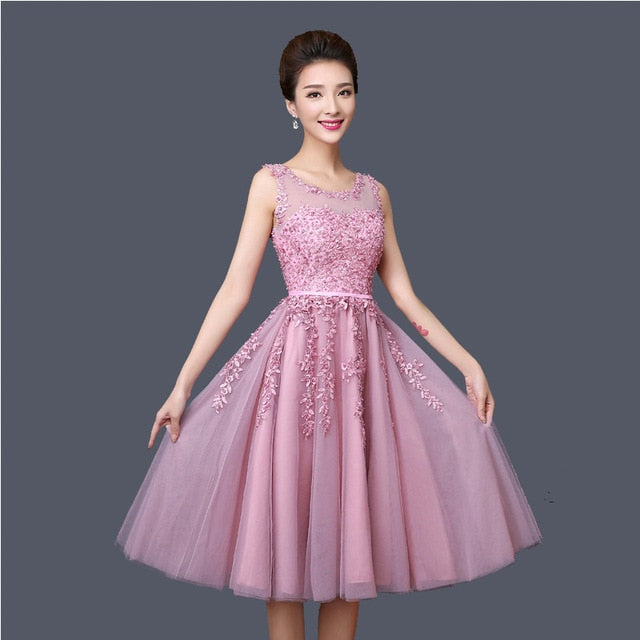 It's YiiYa Bridesmaid Dress For Girls Plus Size Short Pink Blue Party Dresses 2019 Women vestido madrinha LX073
