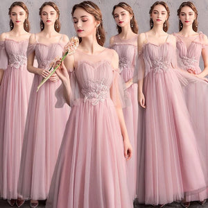 Junior Pink Cute Bridesmaids Dresses For Women Wedding Party Gala Gowns Blush Dress Long Bridesmaid Dresses Cheap Chiffon Dress