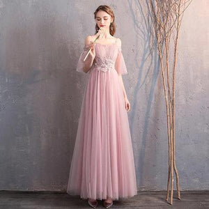 Junior Pink Cute Bridesmaids Dresses For Women Wedding Party Gala Gowns Blush Dress Long Bridesmaid Dresses Cheap Chiffon Dress