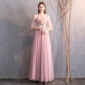 Junior Pink Cute Bridesmaids Dresses For Women Wedding Party Gala Gowns Blush Dress Long Bridesmaid Dresses Cheap Chiffon Dress