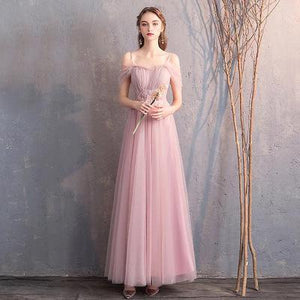 Junior Pink Cute Bridesmaids Dresses For Women Wedding Party Gala Gowns Blush Dress Long Bridesmaid Dresses Cheap Chiffon Dress