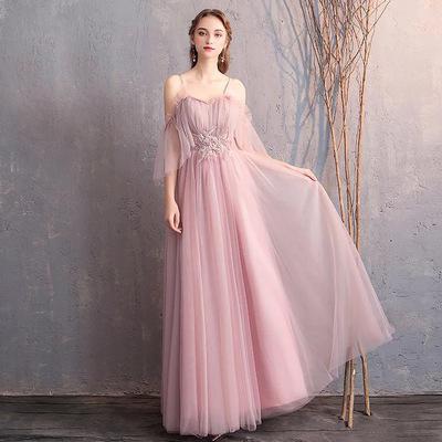 Junior Pink Cute Bridesmaids Dresses For Women Wedding Party Gala Gowns Blush Dress Long Bridesmaid Dresses Cheap Chiffon Dress