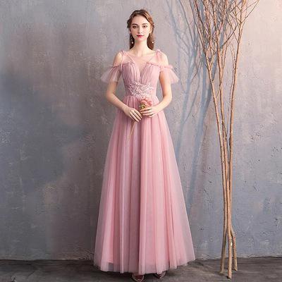 Junior Pink Cute Bridesmaids Dresses For Women Wedding Party Gala Gowns Blush Dress Long Bridesmaid Dresses Cheap Chiffon Dress