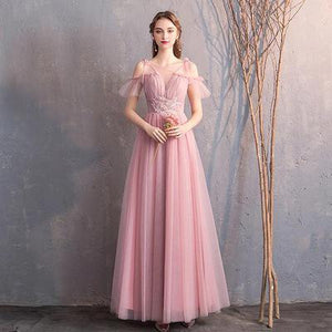 Junior Pink Cute Bridesmaids Dresses For Women Wedding Party Gala Gowns Blush Dress Long Bridesmaid Dresses Cheap Chiffon Dress