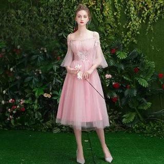 Junior Pink Cute Bridesmaids Dresses For Women Wedding Party Gala Gowns Blush Dress Long Bridesmaid Dresses Cheap Chiffon Dress