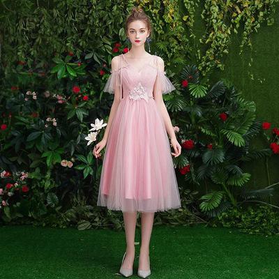 Junior Pink Cute Bridesmaids Dresses For Women Wedding Party Gala Gowns Blush Dress Long Bridesmaid Dresses Cheap Chiffon Dress