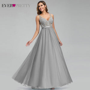 Ever Pretty Dusty Blue Bridesmaid Dresses V-Neck Appliques Elegant Long Dresses For Wedding Party EP00930DB Vestidos De Madrinha