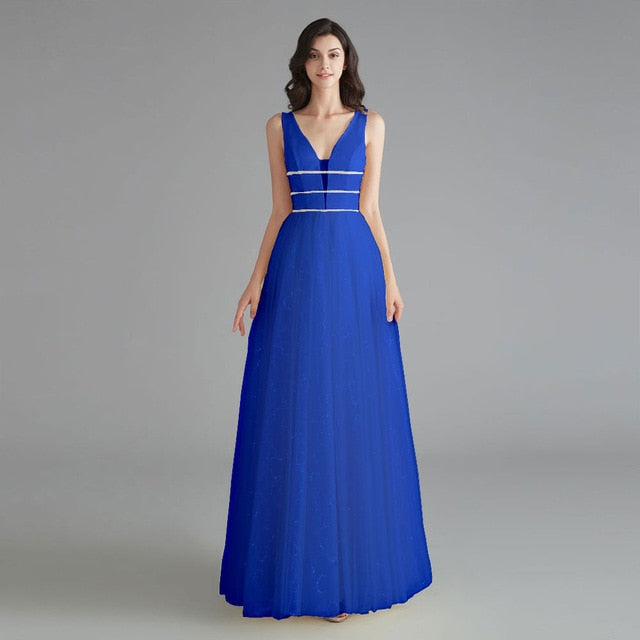 Beauty Emily Elegant Bridesmaid Dresses V Neck Sleeveless Sequins Appliques Party Dress 2019 Long Pink Prom Gowns For Wedding