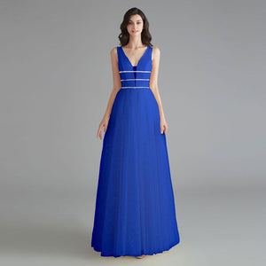 Beauty Emily Elegant Bridesmaid Dresses V Neck Sleeveless Sequins Appliques Party Dress 2019 Long Pink Prom Gowns For Wedding