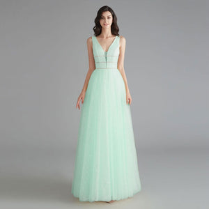 Beauty Emily Elegant Bridesmaid Dresses V Neck Sleeveless Sequins Appliques Party Dress 2019 Long Pink Prom Gowns For Wedding