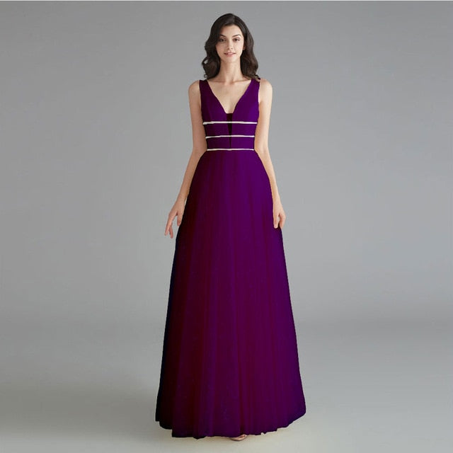 Beauty Emily Elegant Bridesmaid Dresses V Neck Sleeveless Sequins Appliques Party Dress 2019 Long Pink Prom Gowns For Wedding