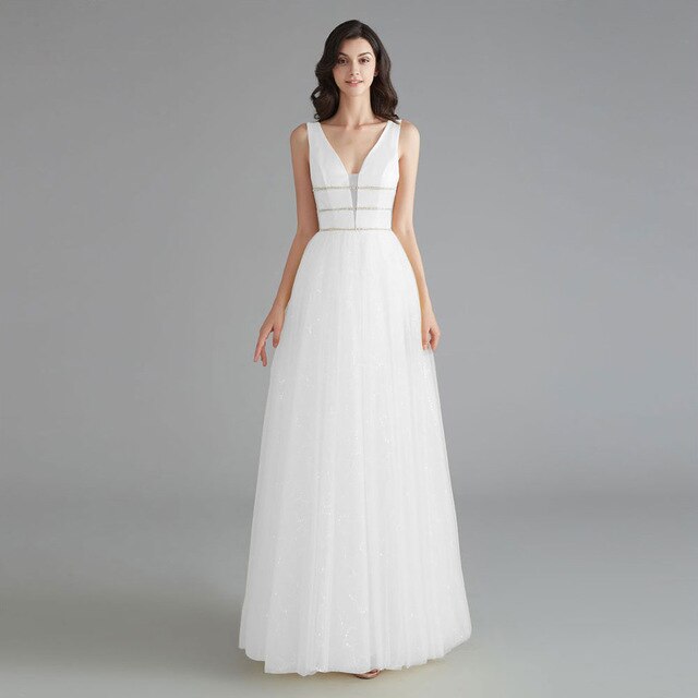 Beauty Emily Elegant Bridesmaid Dresses V Neck Sleeveless Sequins Appliques Party Dress 2019 Long Pink Prom Gowns For Wedding