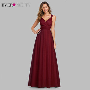 Cute Pink Bridesmaid Dresses For Women Ever Pretty EP07905PK A-Line V-Neck Tulle Sparkle Wedding Guest Dresses Sukienki Weselne