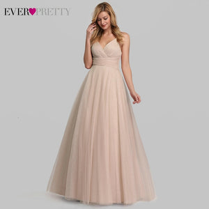 Cute Pink Bridesmaid Dresses For Women Ever Pretty EP07905PK A-Line V-Neck Tulle Sparkle Wedding Guest Dresses Sukienki Weselne