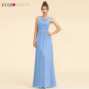 Elegant Bridesmaid Dresses Ever Pretty EP08742BD A-Line O-Neck Sleeveless Tulle Cheap Wedding Guest Dresses Vestido Madrinha