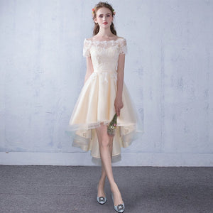 Lamya Sexy High Low Elegant Evening Party Dresses Princess vestido de festa Lace Plus Size Short Front Long Back Fromal Gown