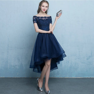 Lamya Sexy High Low Elegant Evening Party Dresses Princess vestido de festa Lace Plus Size Short Front Long Back Fromal Gown