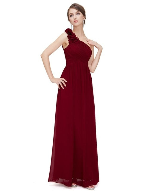 Ever Pretty Burgundy Bridesmaid Dresses Long Chiffon Applique Cheap Floor Length Wedding Bridesmaid Gown Formal Party Gowns