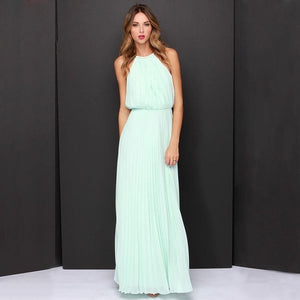 New Summer Women Sleeveless Halter Maxi Cheap Bridesmaids Dresses Elegant Off Shoulder Long Casual Beach Dresses Robe De Soiree