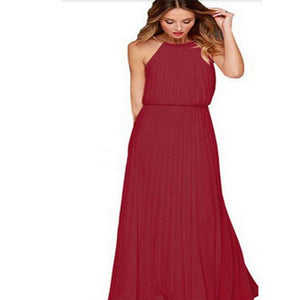 New Summer Women Sleeveless Halter Maxi Cheap Bridesmaids Dresses Elegant Off Shoulder Long Casual Beach Dresses Robe De Soiree