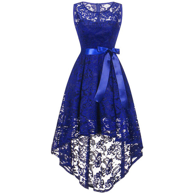 2019 wedding party dress prom gown fashion clothing Front short long back dark blue halter Bow Bridesmaid Dresses