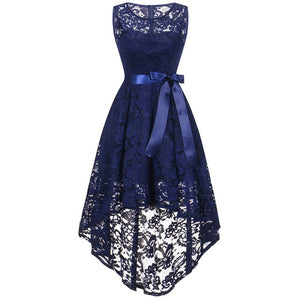 2019 wedding party dress prom gown fashion clothing Front short long back dark blue halter Bow Bridesmaid Dresses