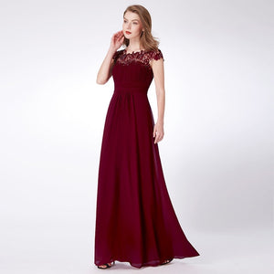 Ever Pretty Burgundy Bridesmaid Dresses Long Chiffon Applique Cheap Floor Length Wedding Bridesmaid Gown Formal Party Gowns