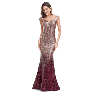 Evening Dress Long Sparkle 2019 New V-Neck Women Elegant EB29998 Sequin Mermaid Maxi Evening Party Gown Dress abendkleider 2019