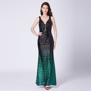 Evening Dress Long Sparkle Ever Pretty 2019 New V-Neck Women Elegant EP08999 Sequin Mermaid Maxi Gold Evening Party Gown Dress