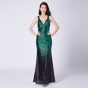 Evening Dress Long Sparkle Ever Pretty 2019 New V-Neck Women Elegant EP08999 Sequin Mermaid Maxi Gold Evening Party Gown Dress