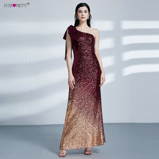 Evening Dress Long Sparkle Ever Pretty 2019 New V-Neck Women Elegant EP08999 Sequin Mermaid Maxi Gold Evening Party Gown Dress