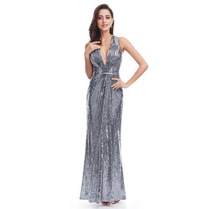 Evening Dress Long Sparkle Ever Pretty 2019 New V-Neck Women Elegant EP08999 Sequin Mermaid Maxi Gold Evening Party Gown Dress